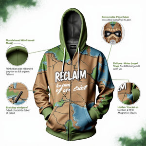 Pull-over surdimensionné en polyester/coton pour hommes, sweats à capuche avec poches, manches longues, motif imprimé d'automne, broderie 3D, respirant - Product Image 4