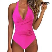 Nieuwe Sexy 1-delige Bikini Push-up Hoge Snijding Rugloze Cut-Out Kant Ademend Sheer Mesh Zwemkleding Spandex/Nylon Voorkant Logo Dames