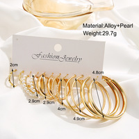 Nouvelle déclaration à la mode plaqué or géométrique boucles d'oreilles ensemble perle bijoux pour femmes fête luxe Crustal pierre boucles d'oreilles ensemble