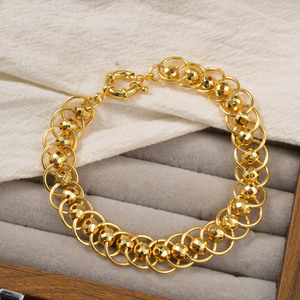 factory <b>direct</b> wholesale unisex copper waterproof intertwined oval faceted <b>bead</b> custom fine chain link bracelets - Product Image 4
