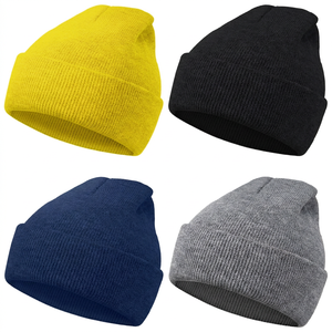 Unisex Solid Color Beanie Hat 100% Acrylic Knitted <b>Winter</b> <b>Cap</b> for Adults Casual Wear 56-58CM Head Circumference - Product Image 3