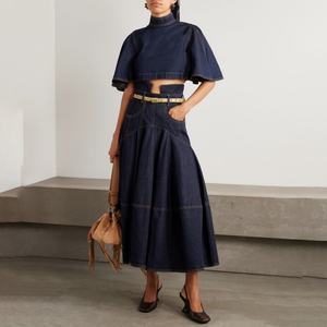 Ensembles en jean OEM pour femmes : Haut court à col montant et jupe taille haute – Tenue décontractée - Product Image 1