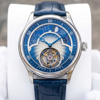 Montre automatique mécanique OEM ODM avec tourbillon, indicateur jour/nuit 24 heures, cadran guilloché de luxe, acier inoxydable, montre-bracelet homme