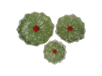 Assiettes en céramique gaufrées (3 pièces) plats en grès décoratifs pour table de Noël et repas de vacances