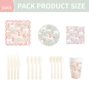 Décorations d'anniversaire licorne DAMAI comprenant des assiettes à dîner, des assiettes à dessert, des serviettes, des gobelets, une bannière et une nappe pour kit de fête licorne pour 8 personnes - Product Image 5