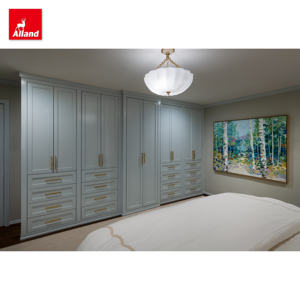 Fabricantes Chinos Suministran Armarios Modernos y Duraderos con Diseño Combinado en <span class=keywords><strong>Azul</strong></span> con Luz LED y Barra de Colgar Fija para Casa Personalizada - Product Image 2