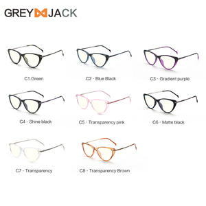 กรอบแว่นตาแมวตาแมวสีเทา 72004 ป้องกันแสงสีฟ้า UV400 สำหรับผู้หญิงแฟชั่นสไตล์ทรงกลม - Product Image 4