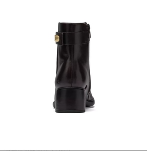 Sepatu <span class=keywords><strong>Boots</strong></span> Wanita Custom OEM Model Tertutup dengan Ritsleting, Kulit Sapi, Hak Tebal, Lapisan Mikrofiber, Sol Karet - Product Image 4