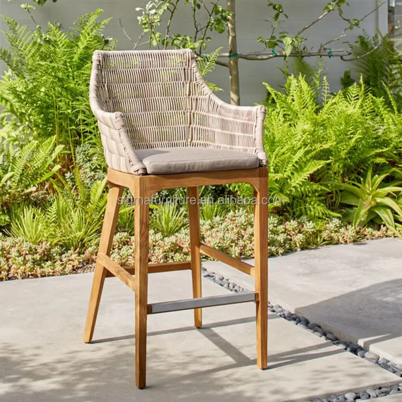modern swimming pool garden outdoor furniture set teak wood bar chair