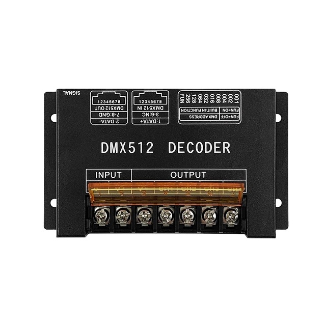 RGBW DMX512 Decoder Black 12-24V 8A/CH 4 Channels RGBW LED Strip Controller DMX 512 Decoder