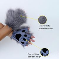 Adolala – Ensemble queue de renard en fausse fourrure importée, masque de chat et de loup, gants à pattes moelleuses pour Halloween et Noël, pour femmes