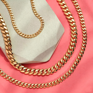 Luxurious 10K Solid Gold Miami Cuban <b>Chain</b> Necklace Hip Hop Trend <b>Iced</b> <b>Out</b> Moissanite Diamonds Charm - Product Image 1