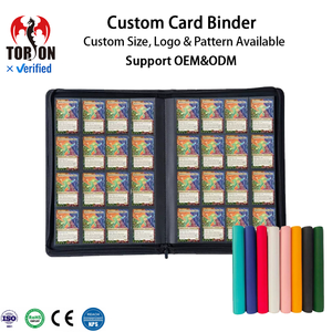Carpeta Torson Custom Top Loader de 16 bolsillos para 1088 tarjetas, impermeable, con cremallera, de cuero PU, con carga lateral, álbum de almacenamiento de tarjetas TCG - Product Image 1