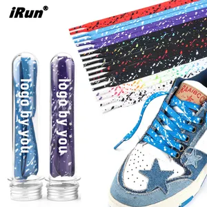 iRun Polyester Colorful Print Shoelaces Speckle Style Sublimation Custom Flat Print Shoelaces for All Kind of Shoes