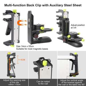 Huepar-Adaptador de nivel láser de ajuste fino, Base pivotante magnética multifuncional con Clip ajustable, herramienta ajustable 360 - Product Image 6
