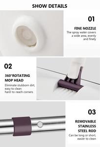 Kit de Serpillière Plate en <span class=keywords><strong>Microfibre</strong></span> avec Patins Réutilisables, Manche en Aluminium, Pulvérisateur Magique, <span class=keywords><strong>Balai</strong></span> Brosse pour Nettoyage Sol Maison Cuisine - Product Image 4