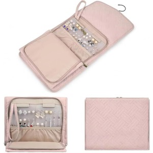 Estuche organizador de joyas colgante de viaje, plegable, con gancho para viaje, para anillos, collares, pulseras, de fábrica BSCI. - Product Image 4