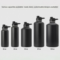 Bouteille d'eau de sport grande capacité 64/87/128oz sans BPA, qualité alimentaire, réutilisable, anti-fuite, portable, avec logo personnalisé, vente en gros