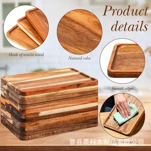 Shengke Square Solid Wood Serving <b>Tray</b> Unfinished Durable For Fruit <b>Snack</b> Western Food Kitchen Use - Product Image 4