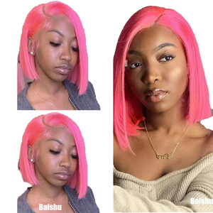 Perruque Lace Front Bob synthétique rouge vif, <span class=keywords><strong>cheveux</strong></span> courts de 10 pouces, en fibre haute température - Product Image 3