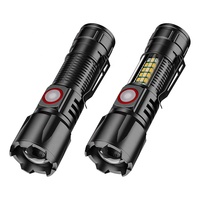 Nouvelle lampe torche en aluminium rechargeable, portable, d'urgence, mini, multifonction, avec lumière latérale puissante, lampe de patrouille, vente en gros