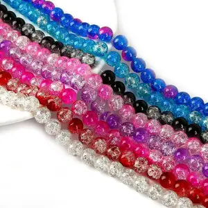 JC crystal muiti colors stock 8mm glass round beads strands for jewelry making bulk Cracked glass beads