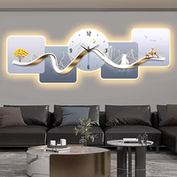 Moderne Luxuriöse Nordische Große 3D Hängende Kreative Wandkunst Mit Uhr Wohnzimmer Sofa Hintergrund Fisch-Wand-LED-Lichtbild