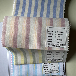 Collection BIO LINEN de haute qualité Fine Count Mocklinen Shirting Fabrics à rayures multicolores 58 Largeur - Product Image 1
