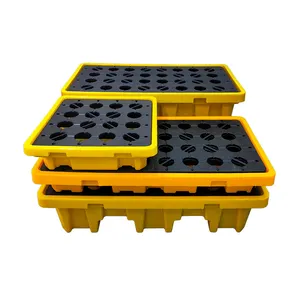 Petroleum Heavy Duty HDPE 4 Drums Spill Pallet For Petroleum Wholesale Industrial Oil Containment Virgin HDPE Plastic Spill Pallets