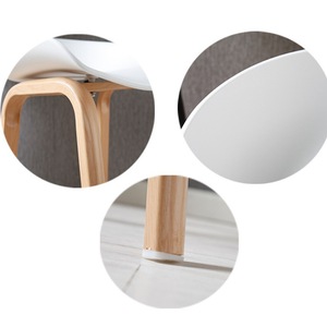 Tabouret de bar moderne et minimaliste, structure en bois, assise rouge, pour salon, café, chaise haute, design stable - Product Image 4