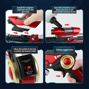 MILI Nuova Pistola <span class=keywords><strong>Giocattolo</strong></span> Trasformabile 4in1 con Funzione di Sparo, Lama, Suoni e Luci LED Rosso e Oro - Product Image 3