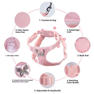 Nouvelle laisse Kangdarpet pour chien, harnais de poitrine et de dos pour petit chien pour une promenade facile, laisse pour chien avec boucle métallique, harnais de poitrine et de dos exquis pour animaux de compagnie - Product Image 4