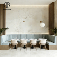 Muebles para Cafetería, Mesa y Juego de Sillas Redondas de Mármol, Semicirculares, para Restaurante, Cafetería, con Asientos Tipo Sofá