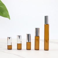 Flacon de parfum cylindrique en verre brun à bille, vide, portable, échantillon, 1/2/3/5/10 ml
