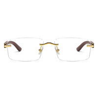 Lunettes de soleil transfrontalières carrées sans monture à motif floral, teintées, effet grain de bois, protection UV400, chic, charmantes, rétro, style Instagram