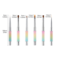 Ensemble de 6 pinceaux de luxe personnalisables pour nail art, dégradé de couleurs, pour la maison et le salon, soin des ongles en gel, manucure, poils en nylon, double tête ovale
