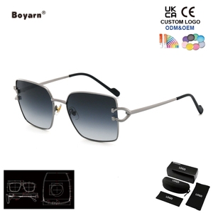 <span class=keywords><strong>Gafas</strong></span> de Sol Cuadradas con Marco Pequeño Dorado, Sin Montura, con Logotipo Personalizado Boyarn, Retro, con Gradiente, Protección UV400, para Hombre y Mujer - Product Image 1