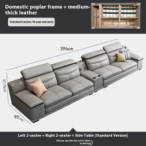 Divano Angolare Multifunzionale con Contenitore in Vera Pelle, Set Combinato per Soggiorno, Disponibile in Diverse Misure - Product Image 2