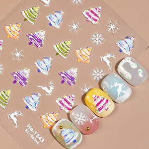 Leidankou Arbre de Noël Autocollants pour Ongles Vacances <span class=keywords><strong>Nail</strong></span> <span class=keywords><strong>Art</strong></span> Stickers avec Flocon de Neige Cadeau et Renne Designs pour Manucure Festive - Product Image 1