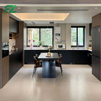 Armoires de cuisine modernes minimalistes en panneaux alvéolés en aluminium noir résistant aux insectes et sans formaldéhyde