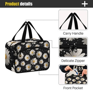 Large Capacity Custom Flowers Patterns <b>Toiletry</b> Bag Business Travel Makeup Bag Fashionable Design Waterproof <b>Storage</b> Bag - Product Image 4