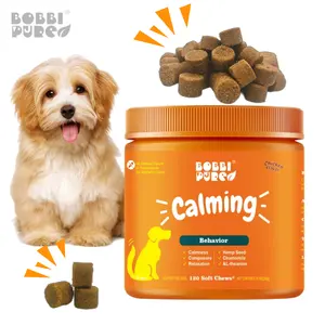 Custom Logo Pet Food 110 Soft Chews Dog Calm Snacks Chicken Flavor Hemp Calming Supplement for Dogs Anxiety and Stress Relief