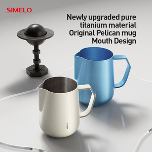 SIMELO cangkir kopi Latte, bahan Titanium murni 600ml, cangkir kopi bunga tarik, wadah busa susu - Product Image 4
