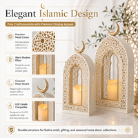 Ensemble de lanternes de Ramadan en gros, blanc et or, en métal, porte-bougie islamique pour la décoration de la maison et des hôtels, OEM