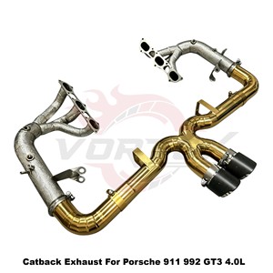 Vortex Track-Spec Titanium Cat-Delete Full System With Vacuum Valve For Porsche 911 992 GT3 4.0L Racing - Product Image 2