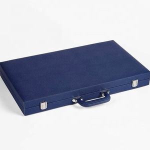 Backgammon personalizzato in pelle blu regalo di inaugurazione della casa gioco da tavolo personalizzato set di backgammon da viaggio - Product Image 2