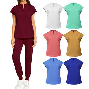 Uniformes Médicos Personalizados de Marca Propia en Blanco, Negro y Azul Marino para Mujer, Conjuntos de Uniformes de Enfermería para Correr - Product Image 6