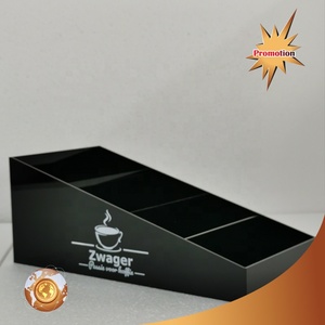 Boîte de rangement en acrylique noir personnalisée avec logo, 4 compartiments, boîte organisatrice en acrylique, solution de rangement pour la vente au détail OEM - Product Image 5