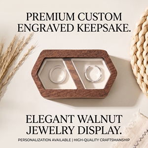 Vietnam Custom MDF Wooden Wedding <b>Ring</b> Box Personalized Double Slot <b>Ring</b> <b>Holder</b> Laser Engraved Rectangle Shape <b>Engagement</b> - Product Image 2