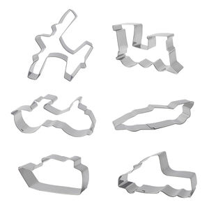 Ensemble de 6 <span class=keywords><strong>emporte</strong></span>-pièces en acier inoxydable de haute qualité, outil de pâtisserie, thème transport, <span class=keywords><strong>avion</strong></span>, bateau, camion, <span class=keywords><strong>emporte</strong></span>-pièces pour biscuits - Product Image 2